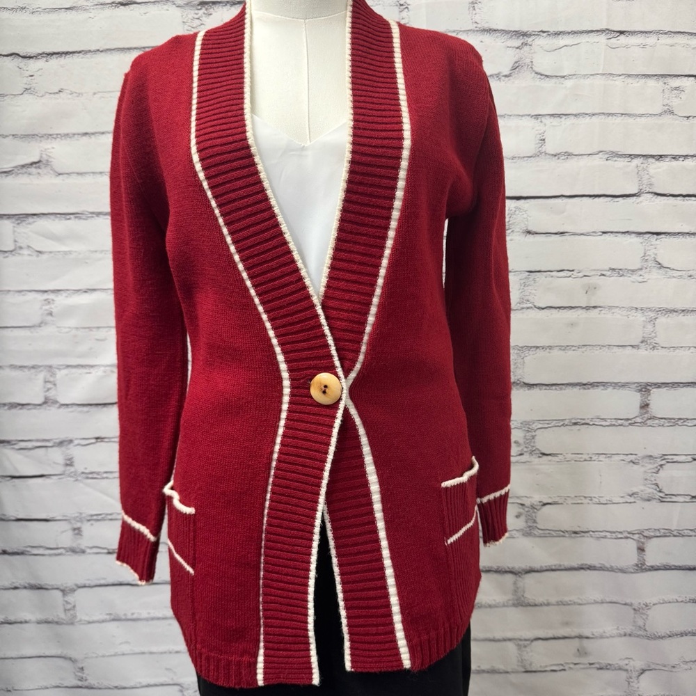 Vintage‎ College Town Red Cardigan Sweater Union Made USA ILGWU